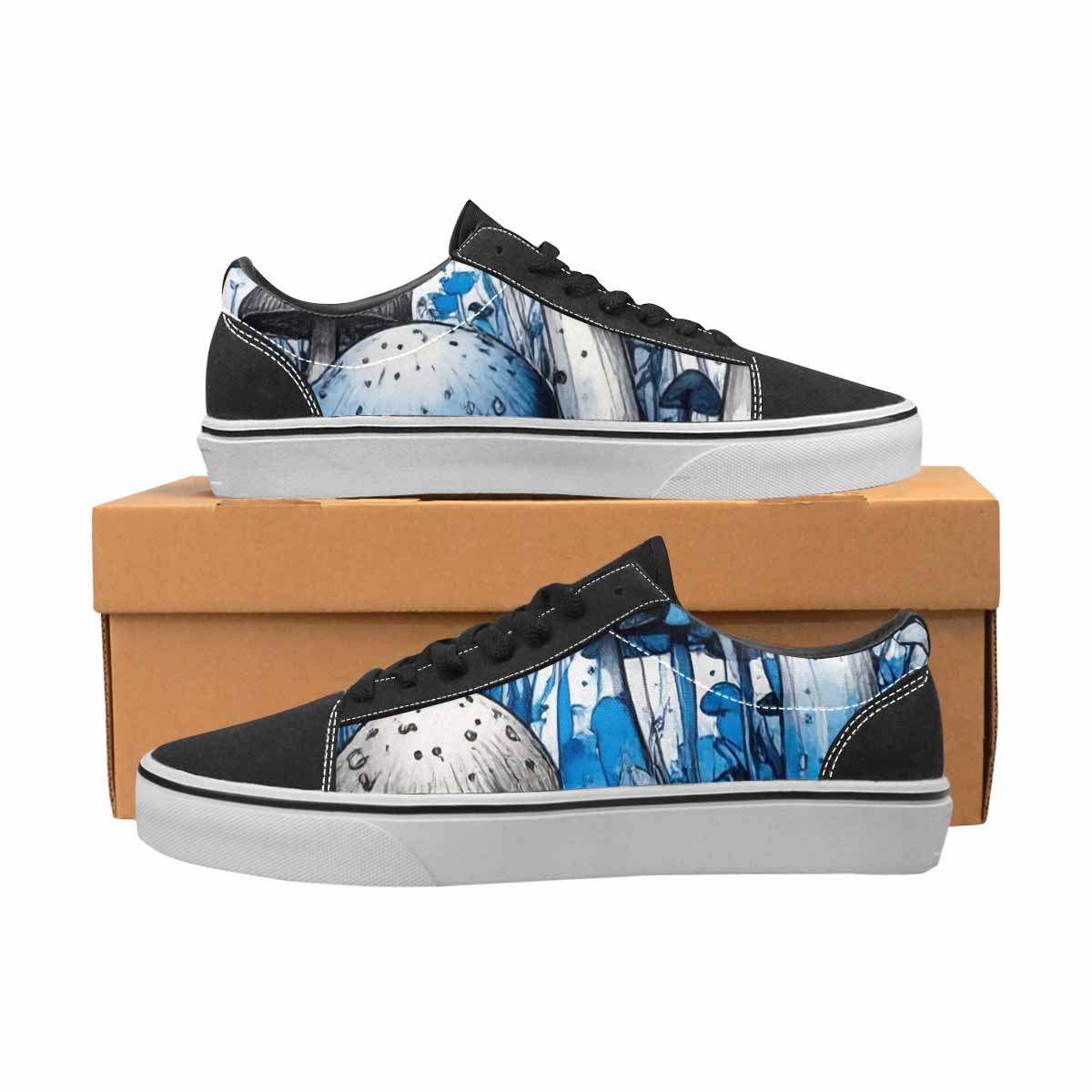 WOMEN'S Mushrooms (general) Lace-Up Canvas Dark Academia Sneakers