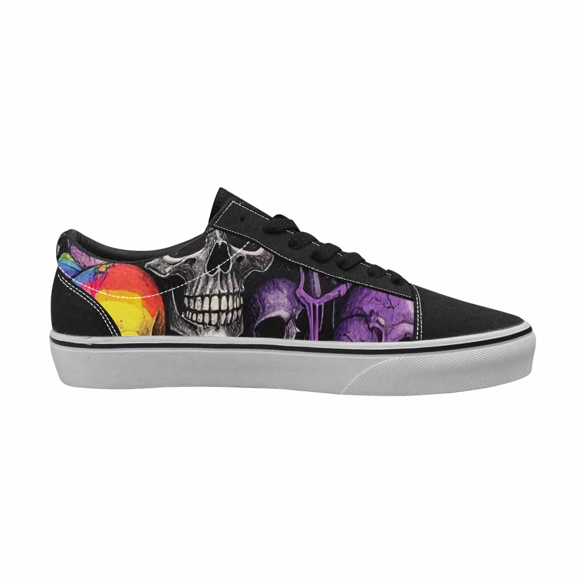 WOMEN'S Rainbow From Skull S Lace-Up Canvas Grunge Shoes