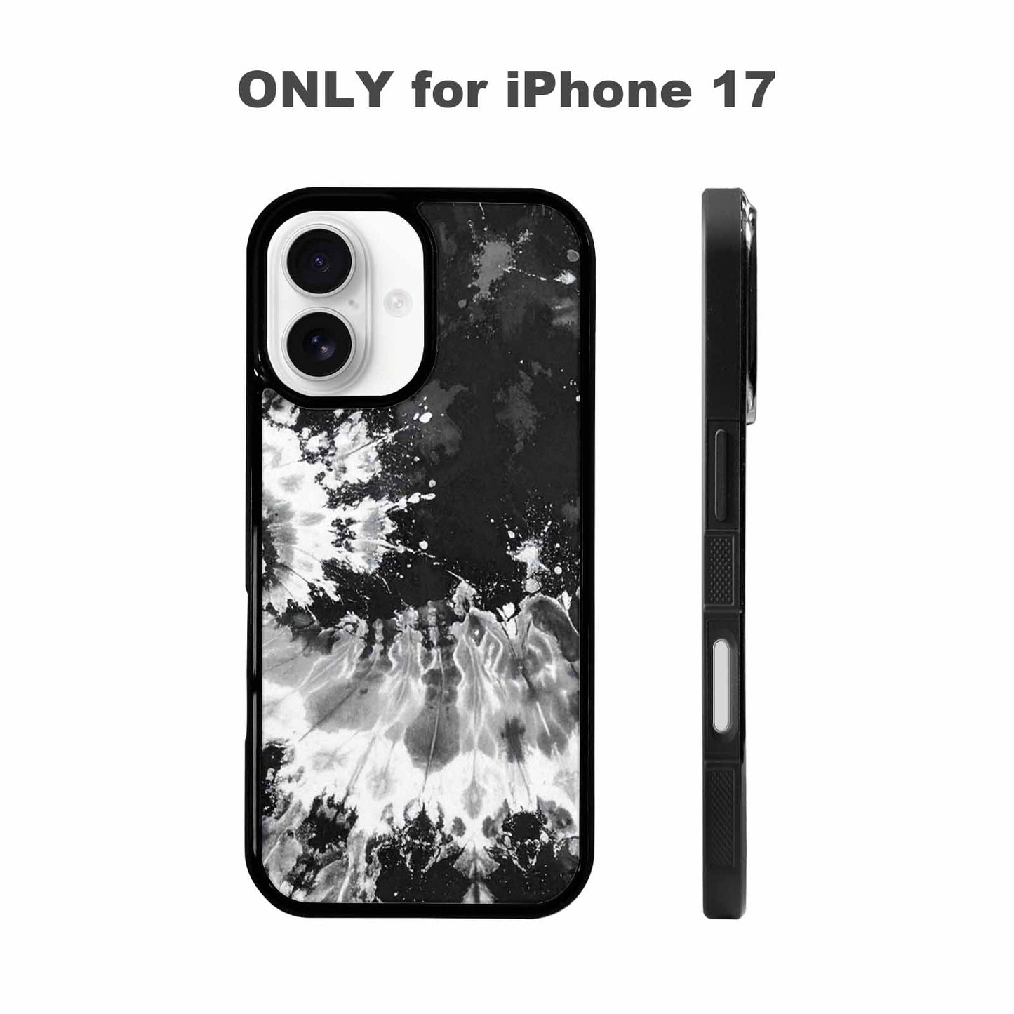 iPhone 17 Case — Tie Dye Acid Wash Black Tie, Personalized Phone Case