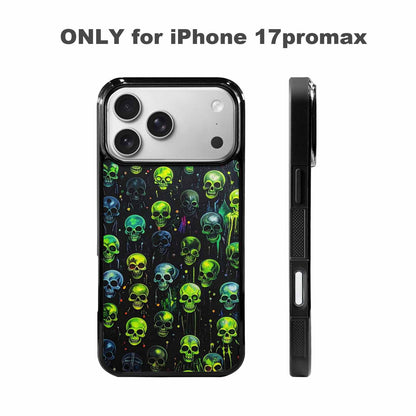 iPhone 17 Pro Max Case — Skeletons Neon Green Glowskele Original Art, Custom Phone Case
