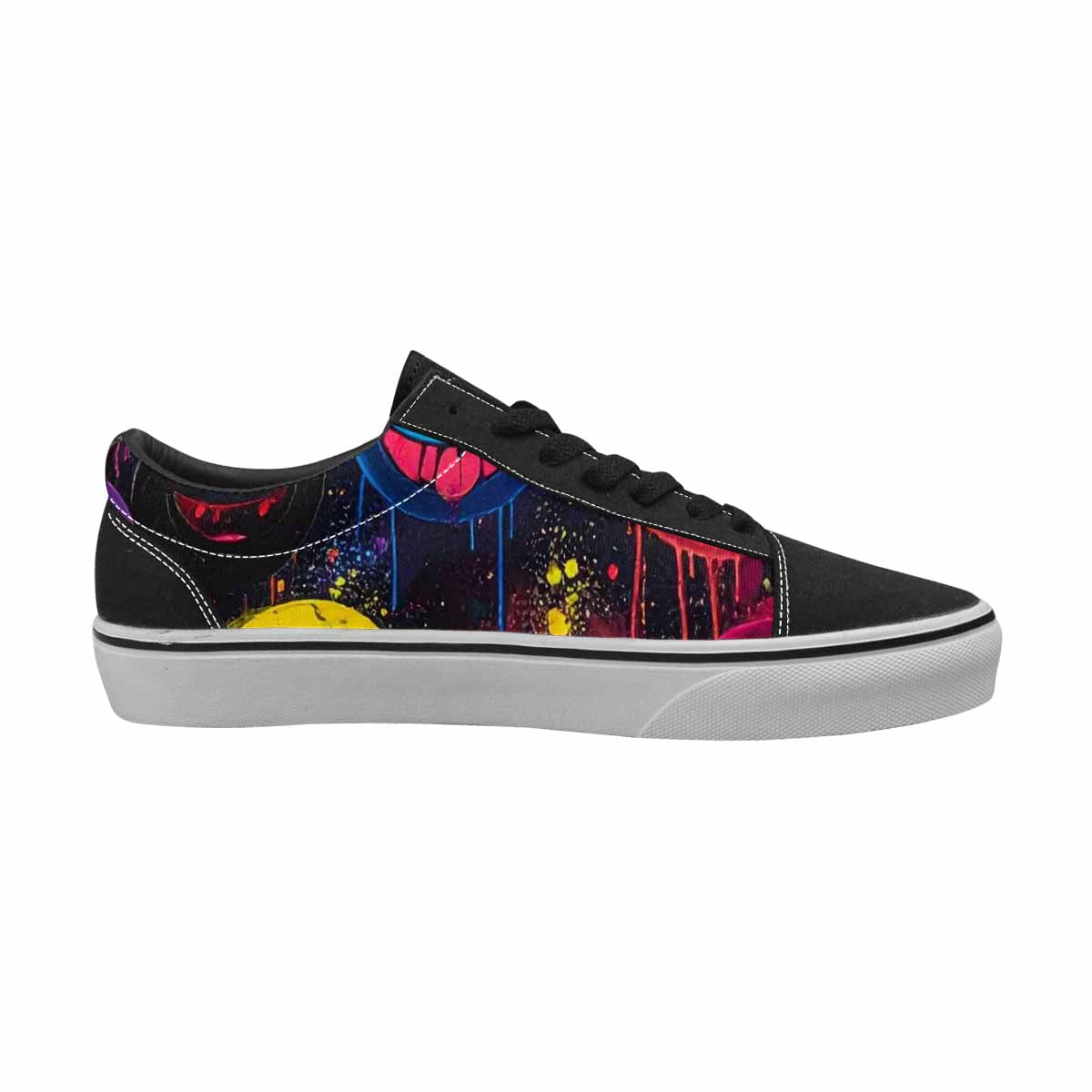 WOMEN'S Smiley Faces  Glow Lace-Up Canvas Wallpaper Art Custom Sneakers