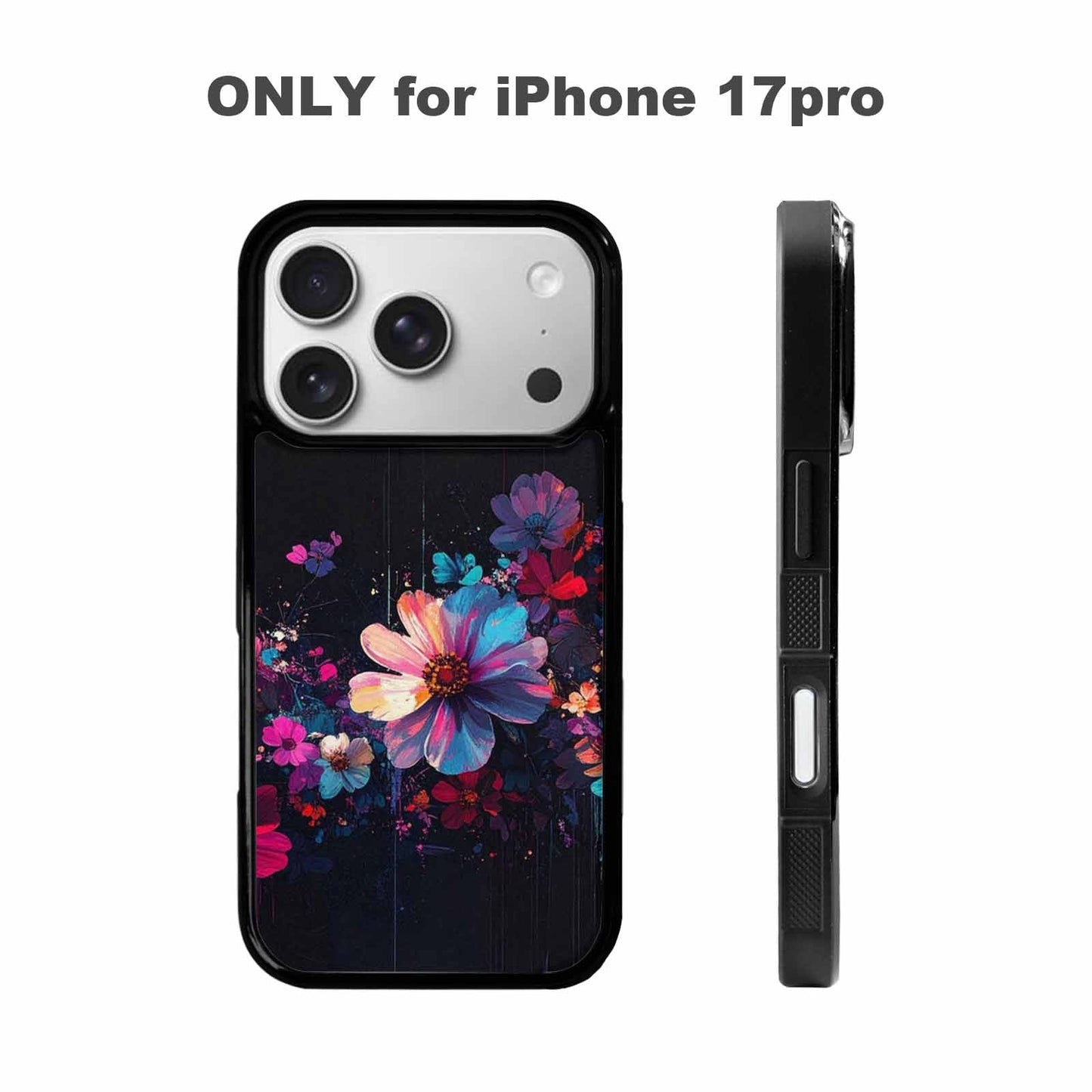 iPhone 17 Pro Case — Shadowy Glitch Floral Pattern Hundreds Floral, Custom Print Case Cover