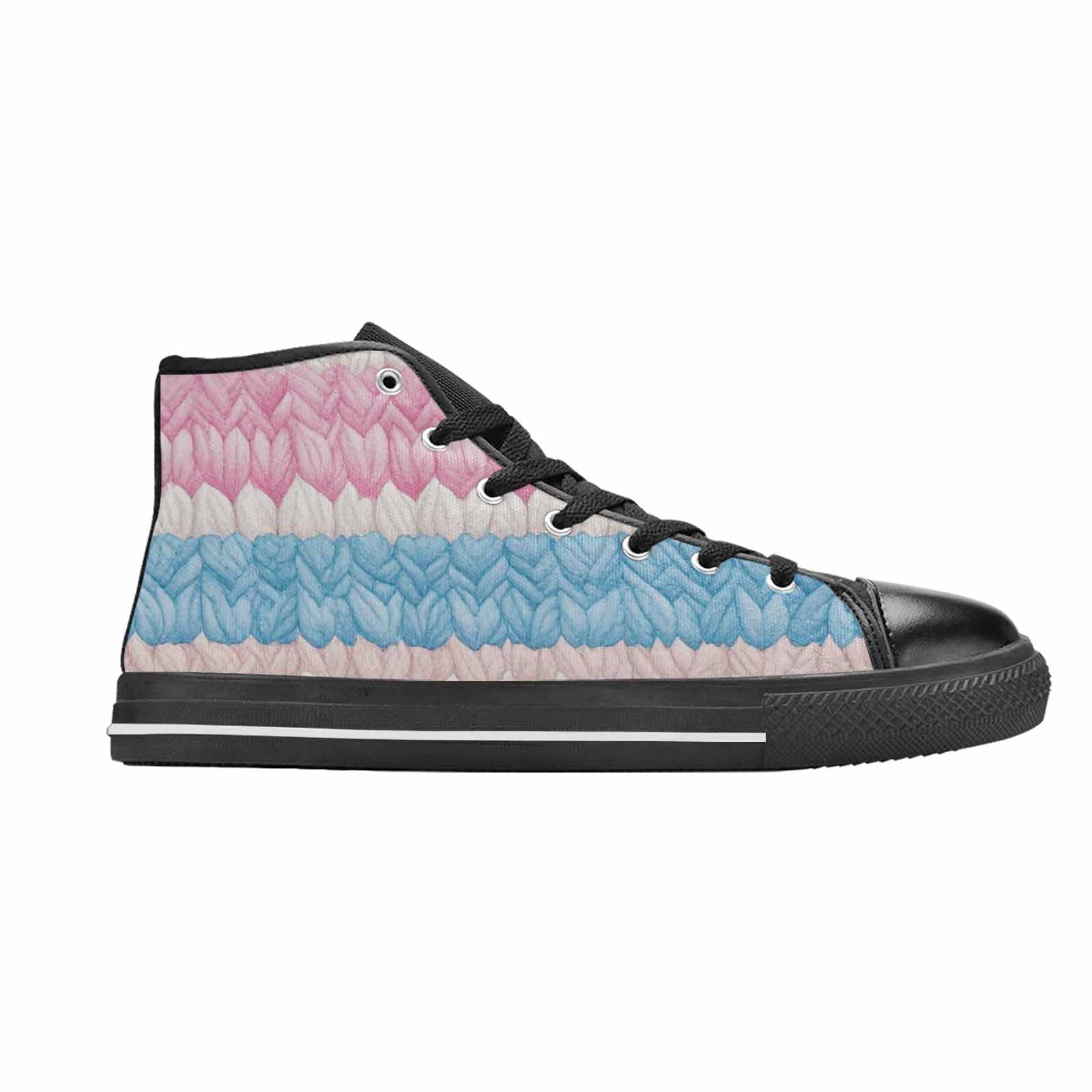MEN'S Transgender Flag Color High Top Canvas Aesthetic Sneakers