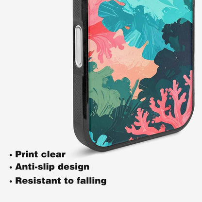 iPhone 16 Case — Camo Coral Turquoise, Custom Art Phone Cover
