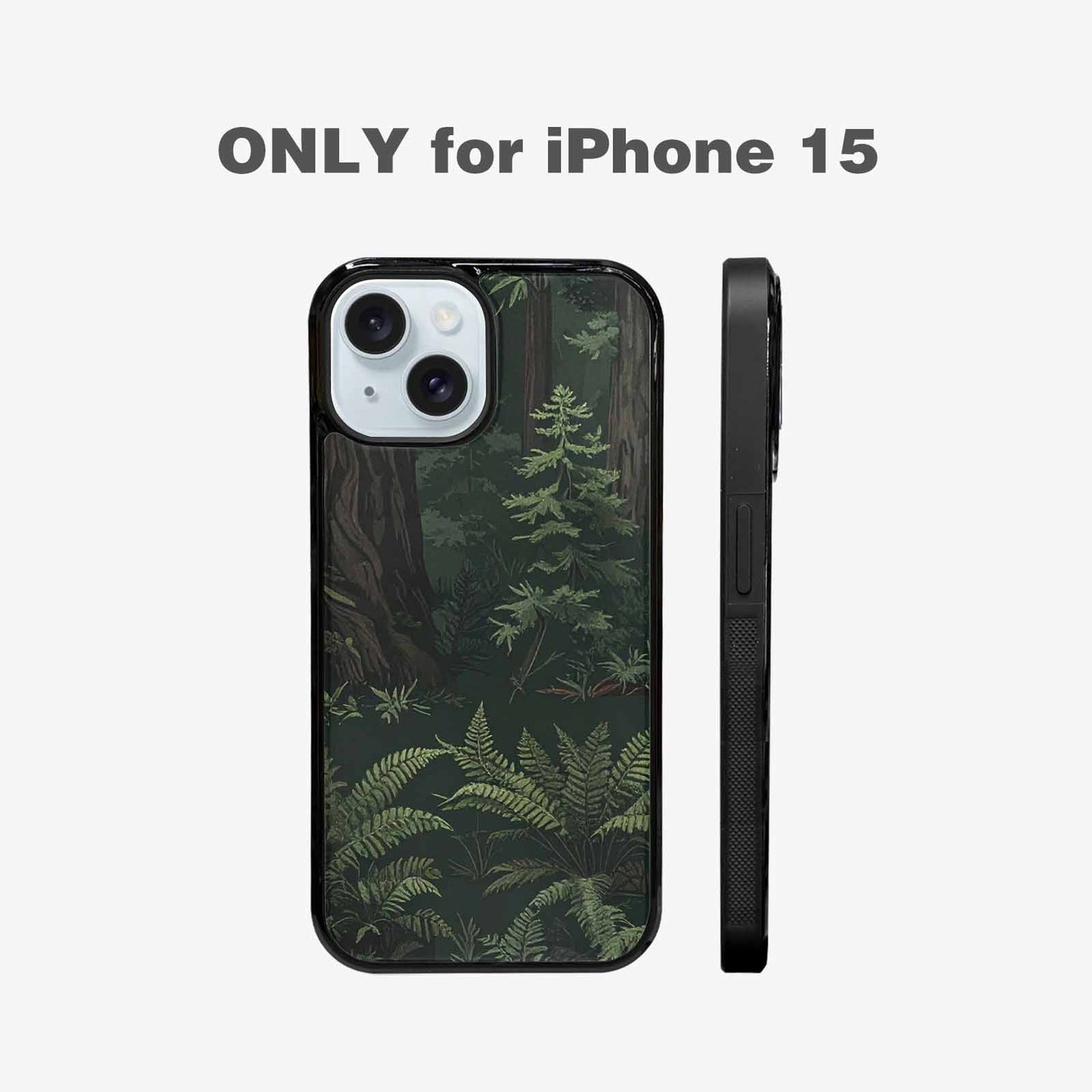 iPhone 15 Case — Seamless Pattern Ancient Redwood Forest Giant, Custom Art Phone Cover