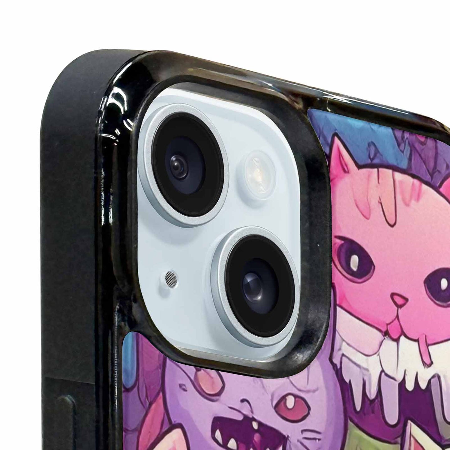 iPhone 15 Plus Case — Pastel Gore Cat Character Pattern Hundreds, Custom Print Case Cover