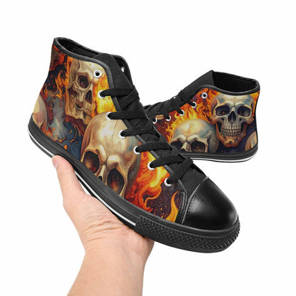 MEN'S Skulls - Flaming High Top Canvas Dark Academia Sneakers