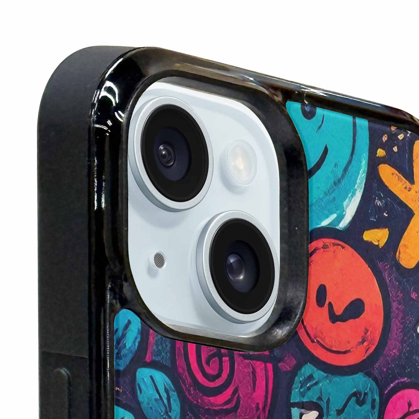 iPhone 15 Plus Case — Hand Drawn Icon Doodle Pattern Hundreds, Custom Printed Phone Case