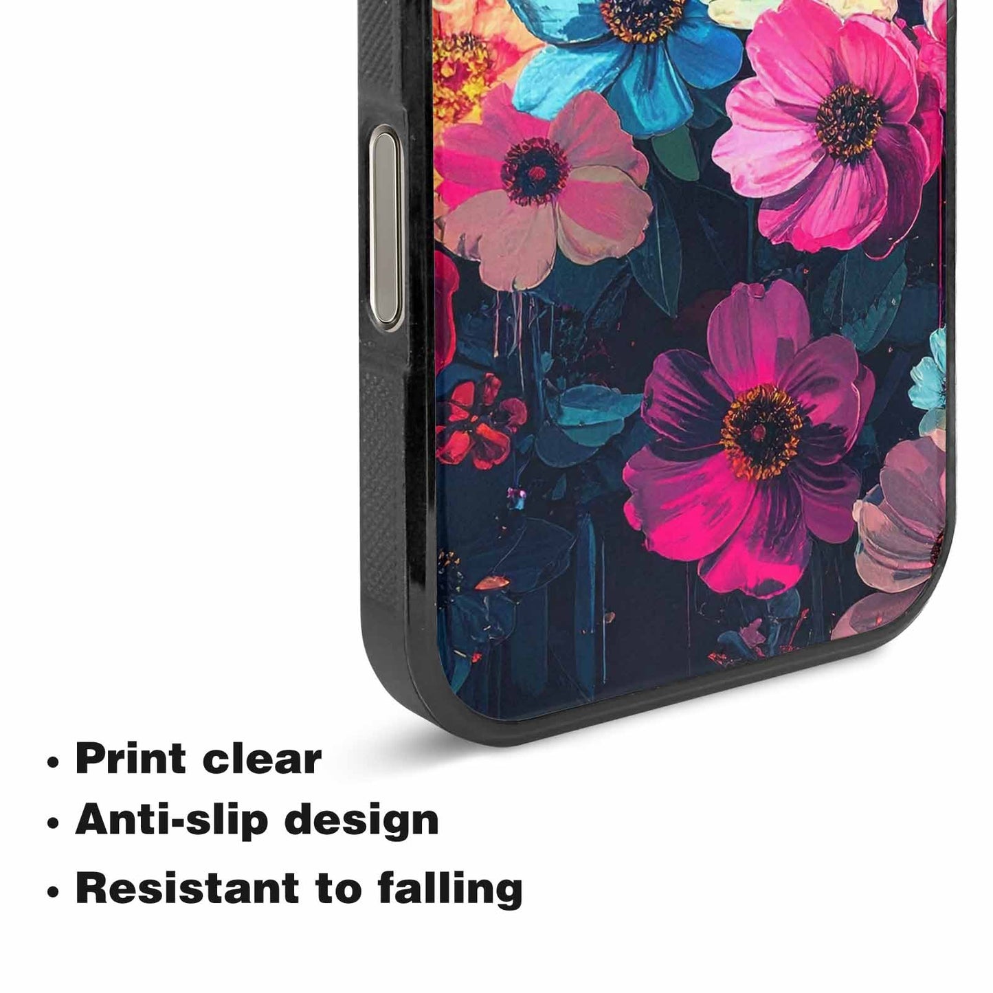 iPhone 16 Pro Case — Shadowy Glitch Floral Pattern Hundreds Of, Custom Print Case Cover