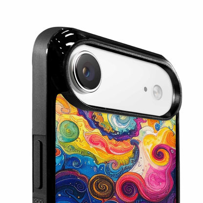 iPhone 17 Air Case — Tie Dye Swirls Black Blue Tie, Original Design Phone Case