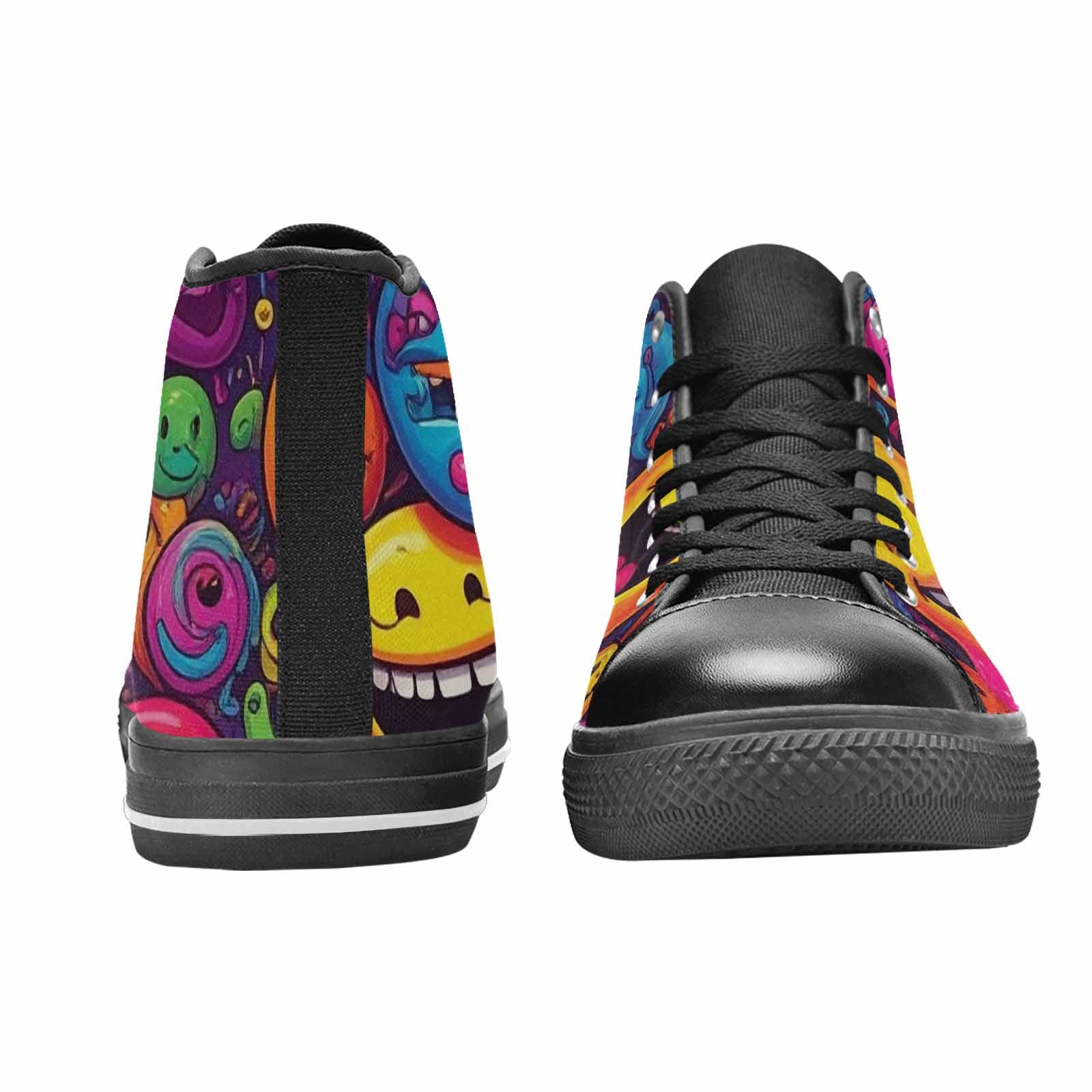 MEN'S Yellow Smiley Face High Top Canvas Dark Academia Shoes
