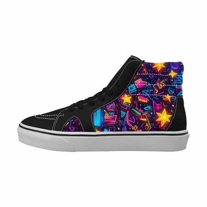 MEN'S 80s Retro Motif High Top Canvas Neon Fantasy Custom Shoes