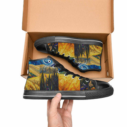 MEN'S Van Gogh-Style Swirl High Top Canvas Dreamcore Custom Sneakers