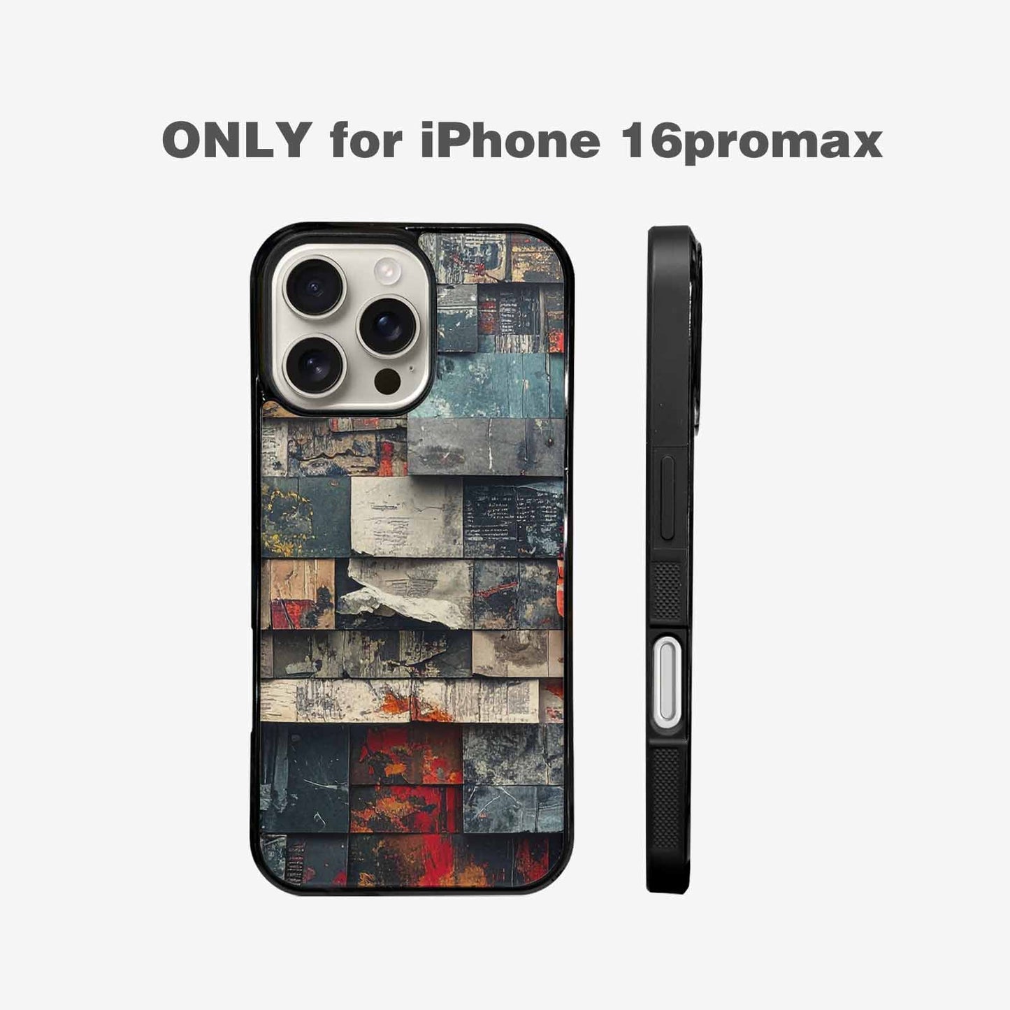 iPhone 16 Pro Max Case — Distressed Grunge Texture Pattern Hundreds Of, Customized Protective Case