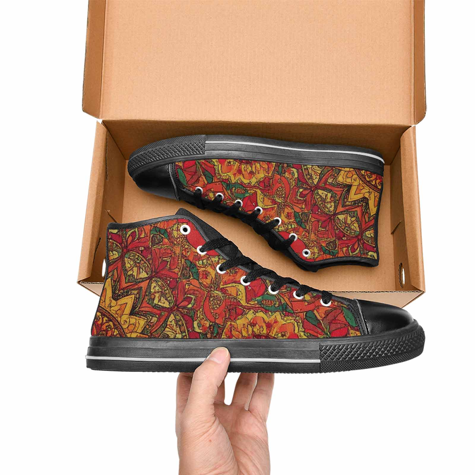 MEN'S Mandala Lions High Top Canvas Dreamcore Sneakers