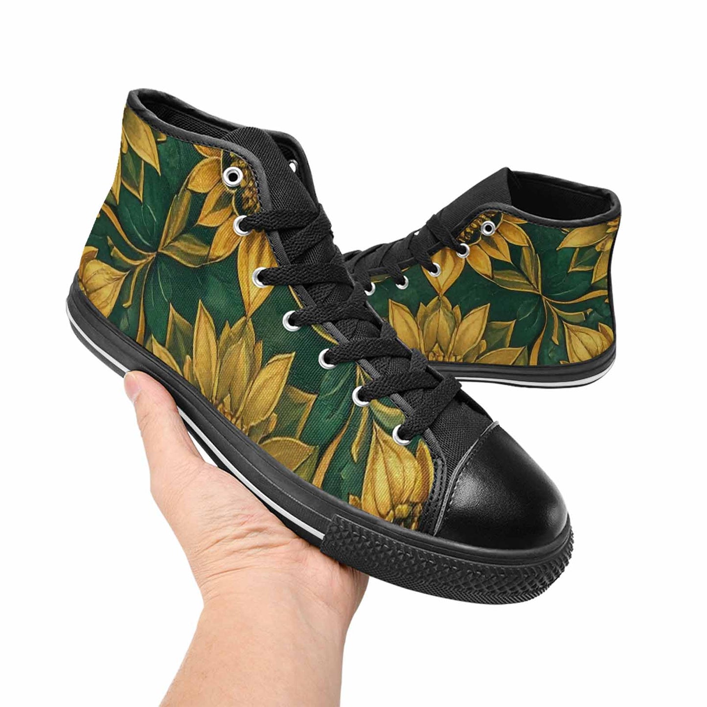 WOMEN'S Sunflower Mandala Kaleidoscope High Top Canvas Dreamcore Custom Sneakers