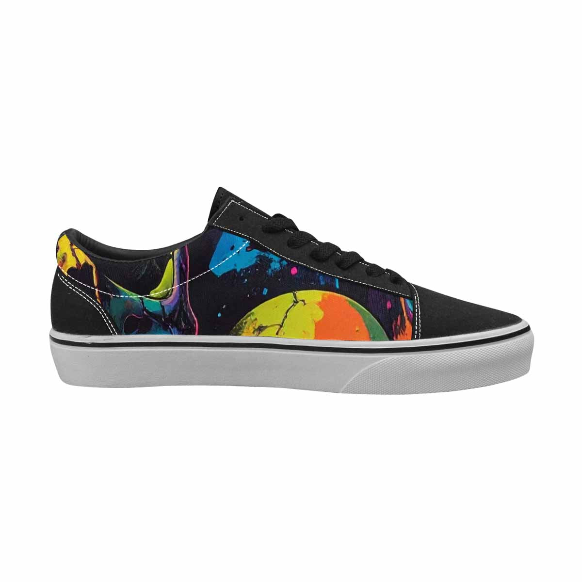 WOMEN'S 1000s Skulls Neon Camo Lace-Up Canvas Vibrant Chaos Custom Sneakers