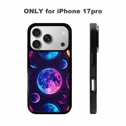 iPhone 17 Pro Case — Neon Winter Moon Seamless Cartoon Cute, Custom Printed Phone Case