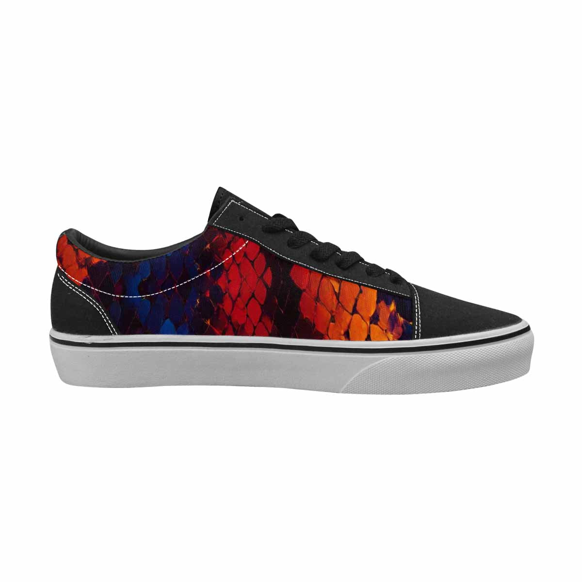 MEN'S Dark Snake Print Canvas Lace-Up Vibrant Chaos Custom Sneakers