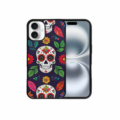 iPhone 16 Plus Case — Sunflowers Hundreds Of Skulls Art Seamless, Custom Print Case Cover