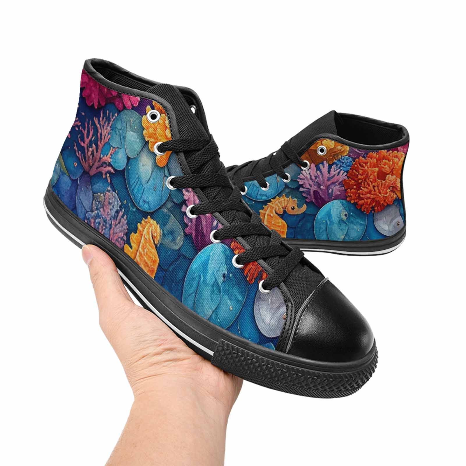 WOMEN'S Fish Scale Coral High Top Canvas Aesthetic Shoes