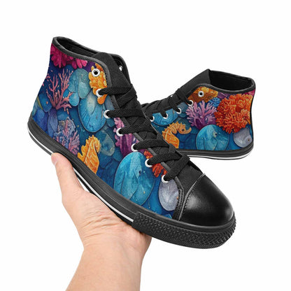 WOMEN'S Fish Scale Coral High Top Canvas Aesthetic Shoes
