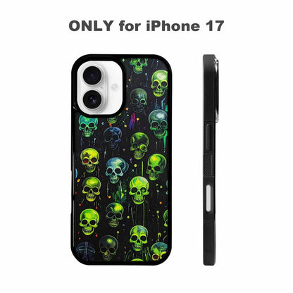 iPhone 17 Case — Skeletons Neon Green Glowskele Original Art, Custom Phone Case
