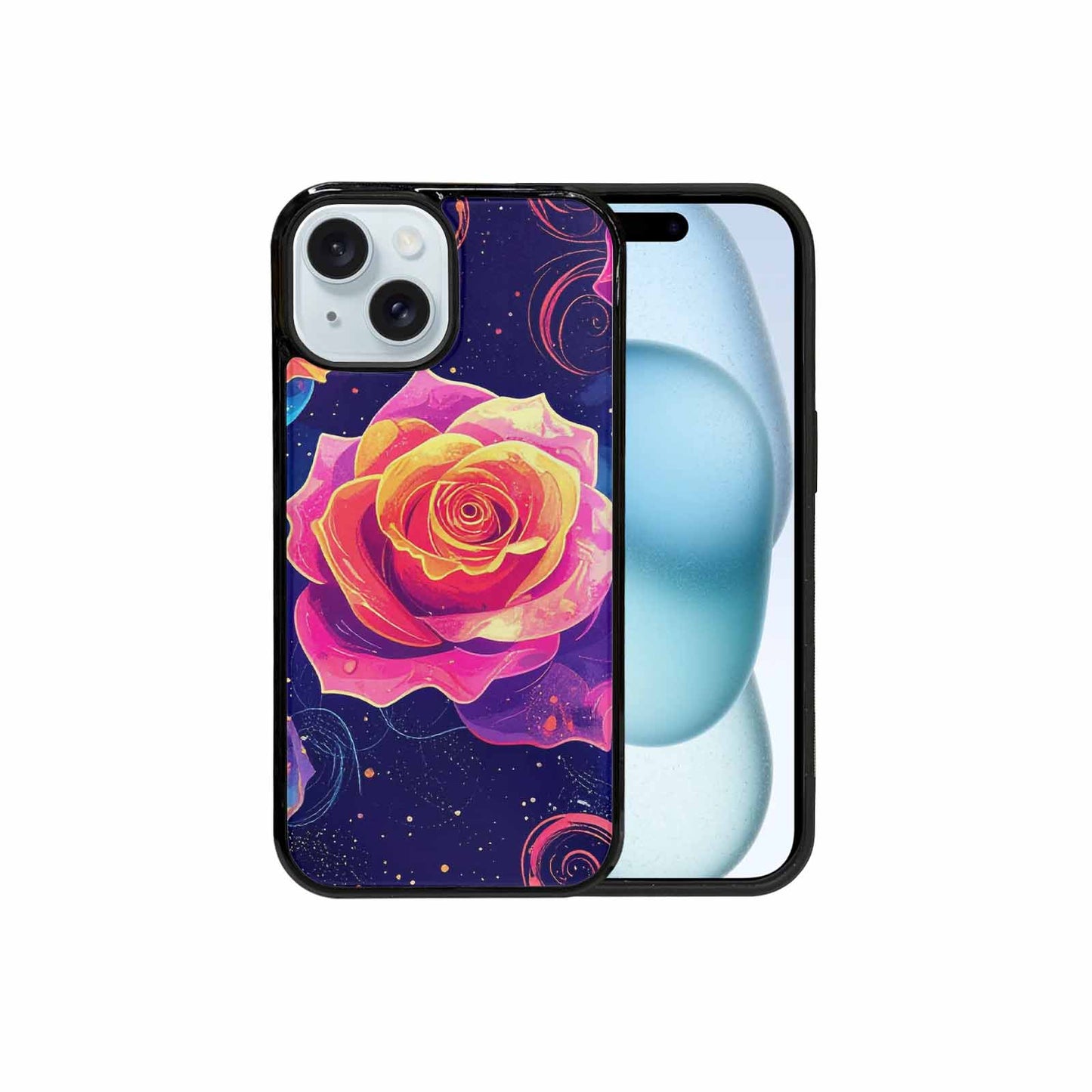 iPhone 15 Case — Rose Galaxy Art Seamless Pattern Vibrant, Custom Made Phone Cover
