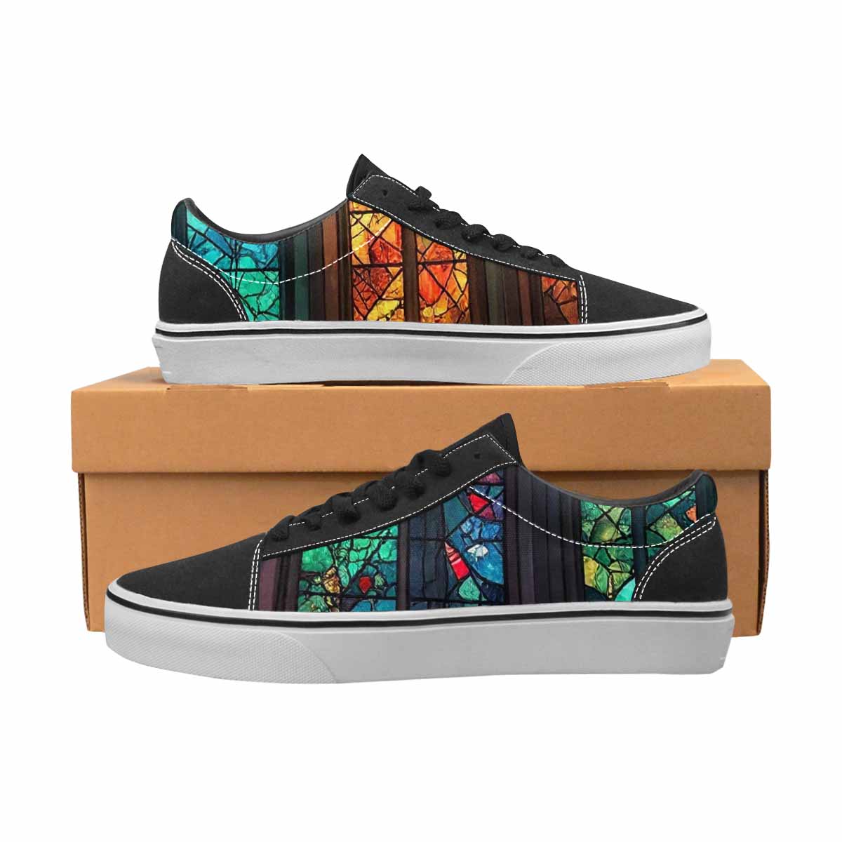 WOMEN'S Stained Glass Cathedral Canvas Lace-Up Neon Fantasy Custom Shoes