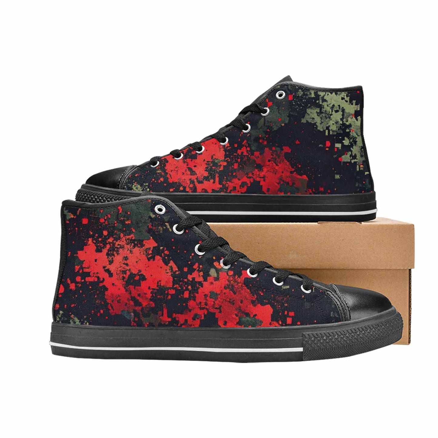 MEN'S Military Camouflage Blotch High Top Canvas Vivid Custom Sneakers