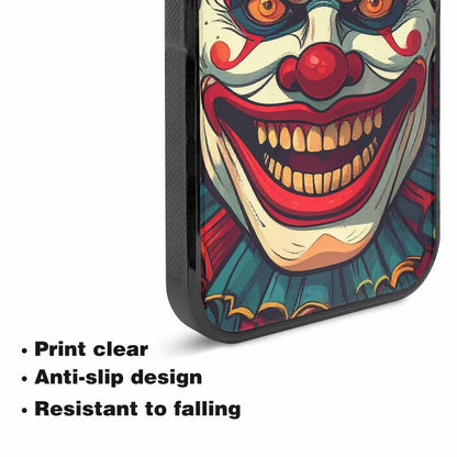 iPhone 15 Plus Case — Evil Circus Heads Faces Overlapping Patterns, Customized Protective Case