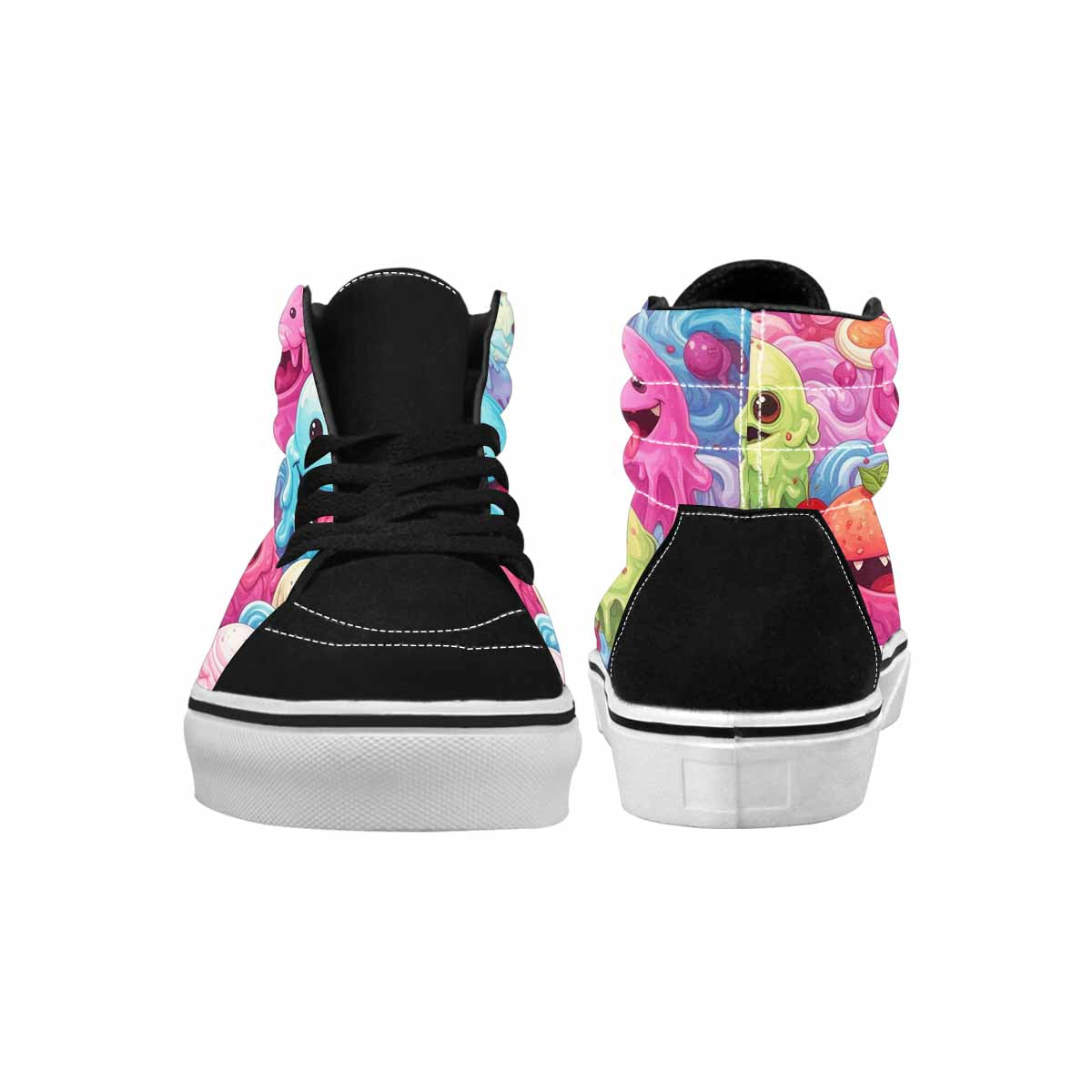 WOMEN'S Melting Icecream Monster Cherry High Top Canvas Vibrant Chaos Custom Shoes