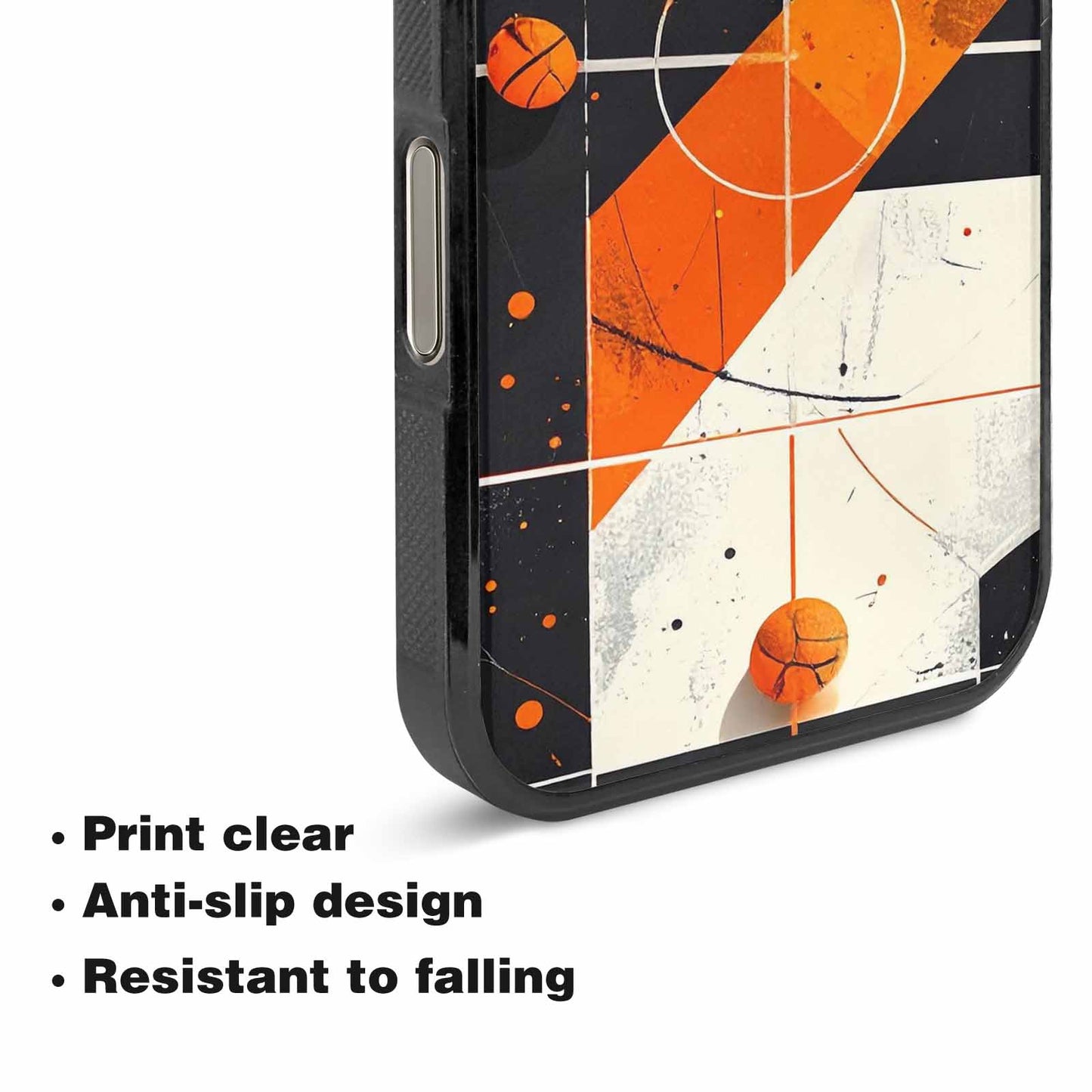 iPhone 16 Pro Max Case — Basketball Pattern Court Lines And Balls, Custom Made Phone Cover