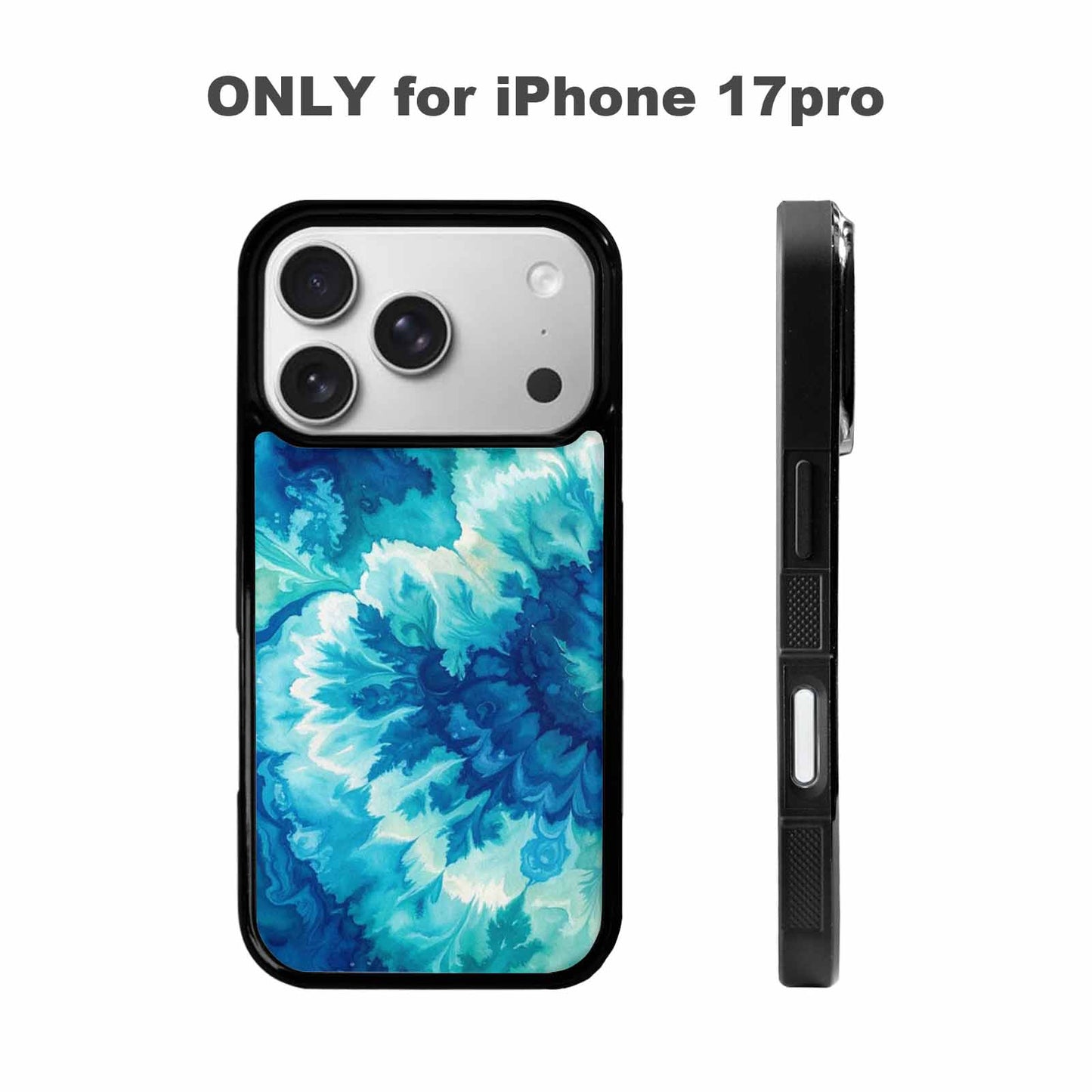 iPhone 17 Pro Case — Tie Dye Ocean Blues Blended Tie, Custom Phone Case