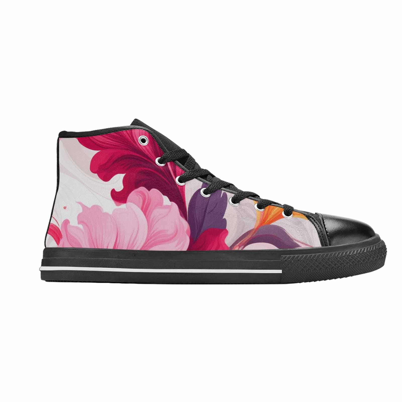 WOMEN'S Marble Floral High Top Canvas Vibrant Chaos Custom Shoes
