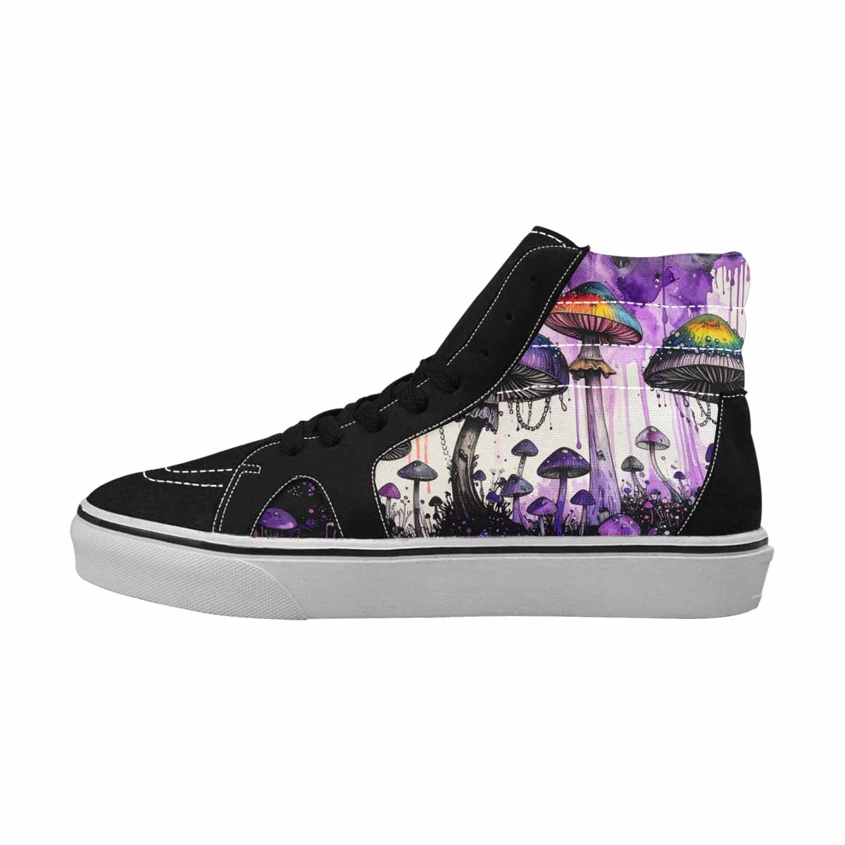 MEN'S Rainbow Drip Mushrooms High Top Canvas Aesthetic Custom Shoes
