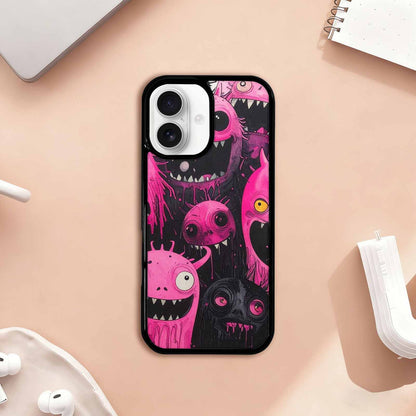 iPhone 17 Case — Black &amp; Pink Ink Cartoon Cute, Custom Printed Phone Case