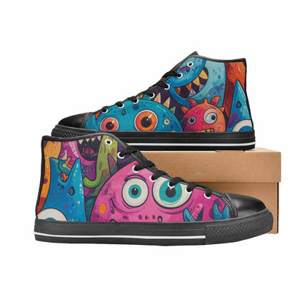 WOMEN'S Goofy Cartoon Monster High Top Canvas Surreal Custom Sneakers
