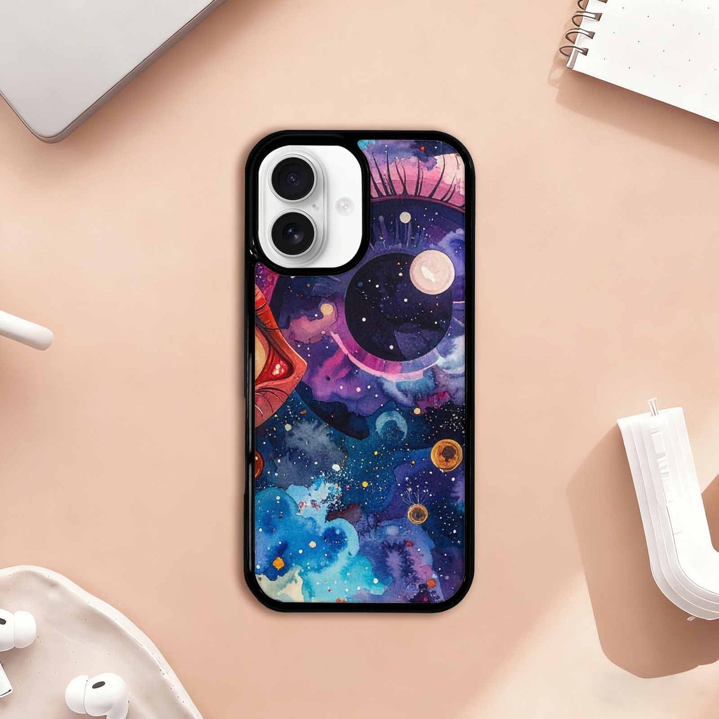 iPhone 17 Case — Cartoon Eyeballs Galaxy Space, Unique Phone Case Design