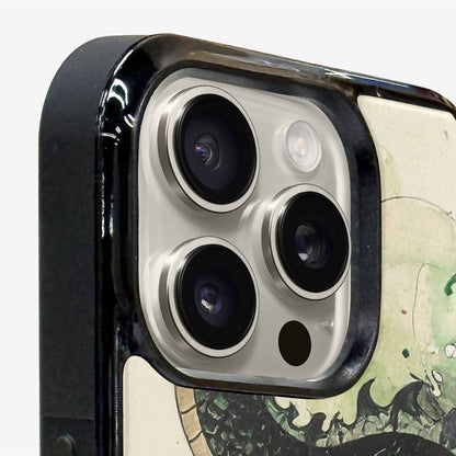 iPhone 16 Pro Max Case — Dragon Scale Black Green Ink Dragons, Custom Print Case Cover