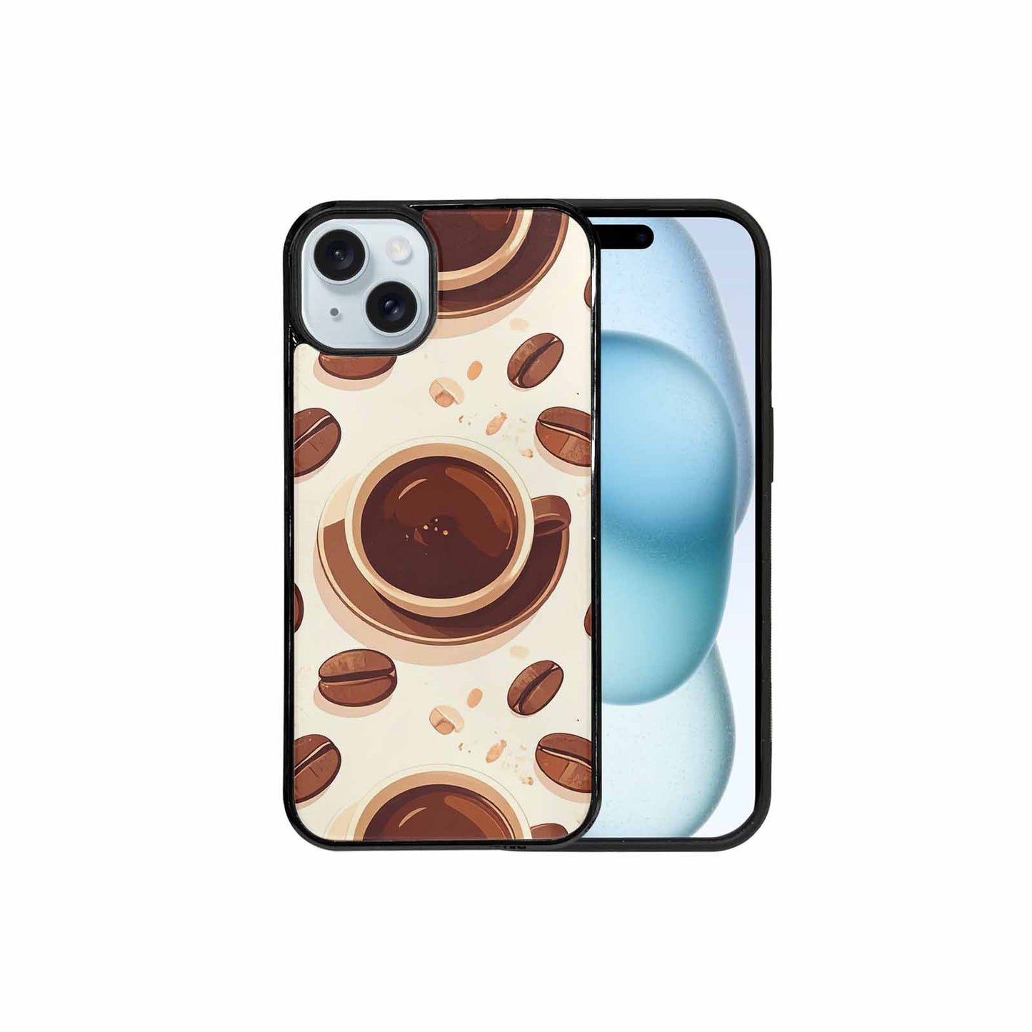 iPhone 15 Plus Case — Coffee Cup And Bean Pattern Seamless, Customized Protective Case