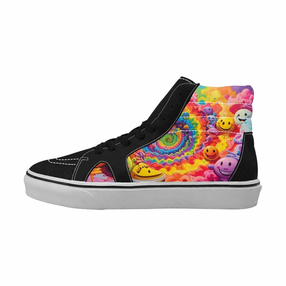 MEN'S Smiley Facessmiley Faces  High Top Canvas Vivid Custom Sneakers