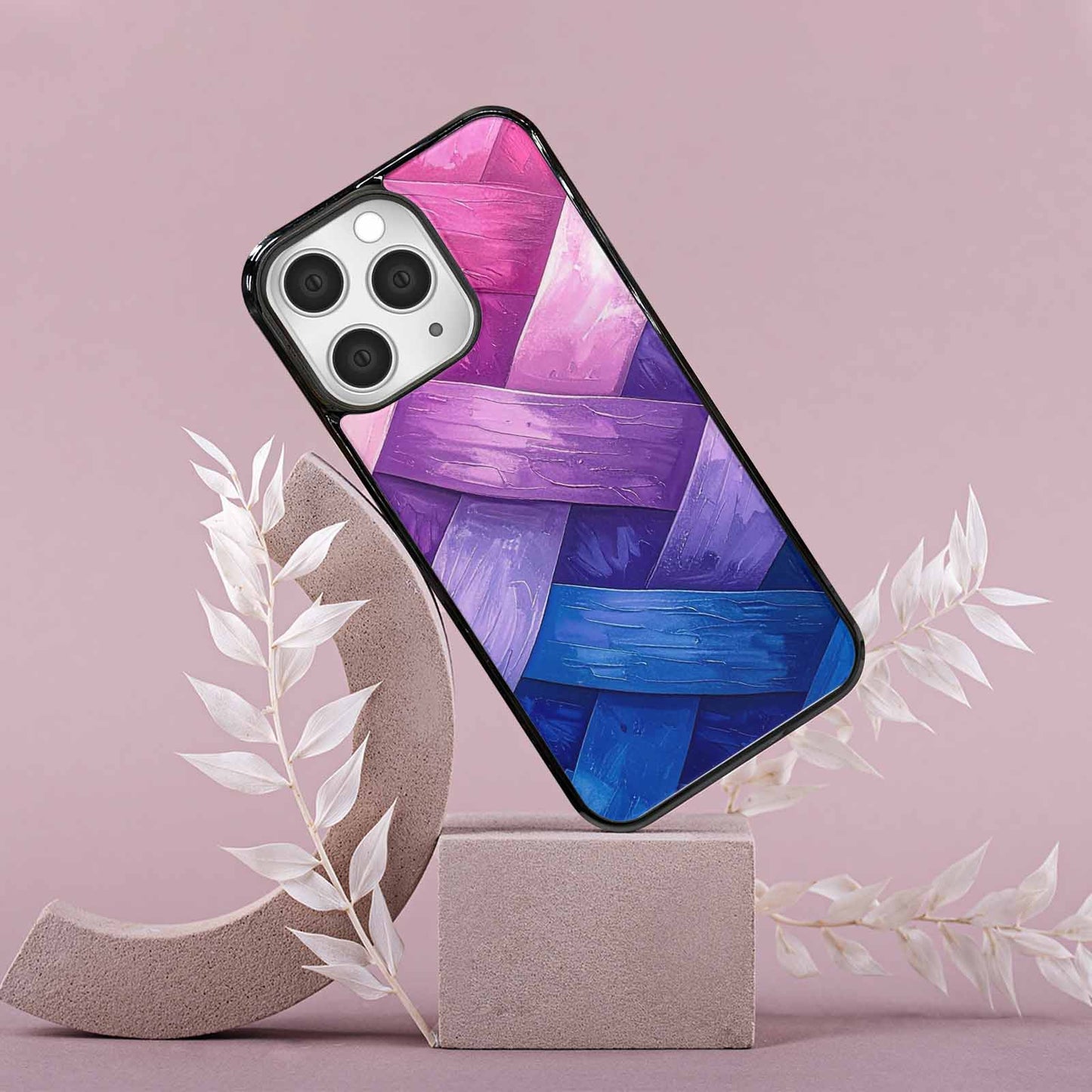iPhone 15 Pro Max Case — Bisexual Flag Color Theme Small Rainbow, Custom Designed Case Cover