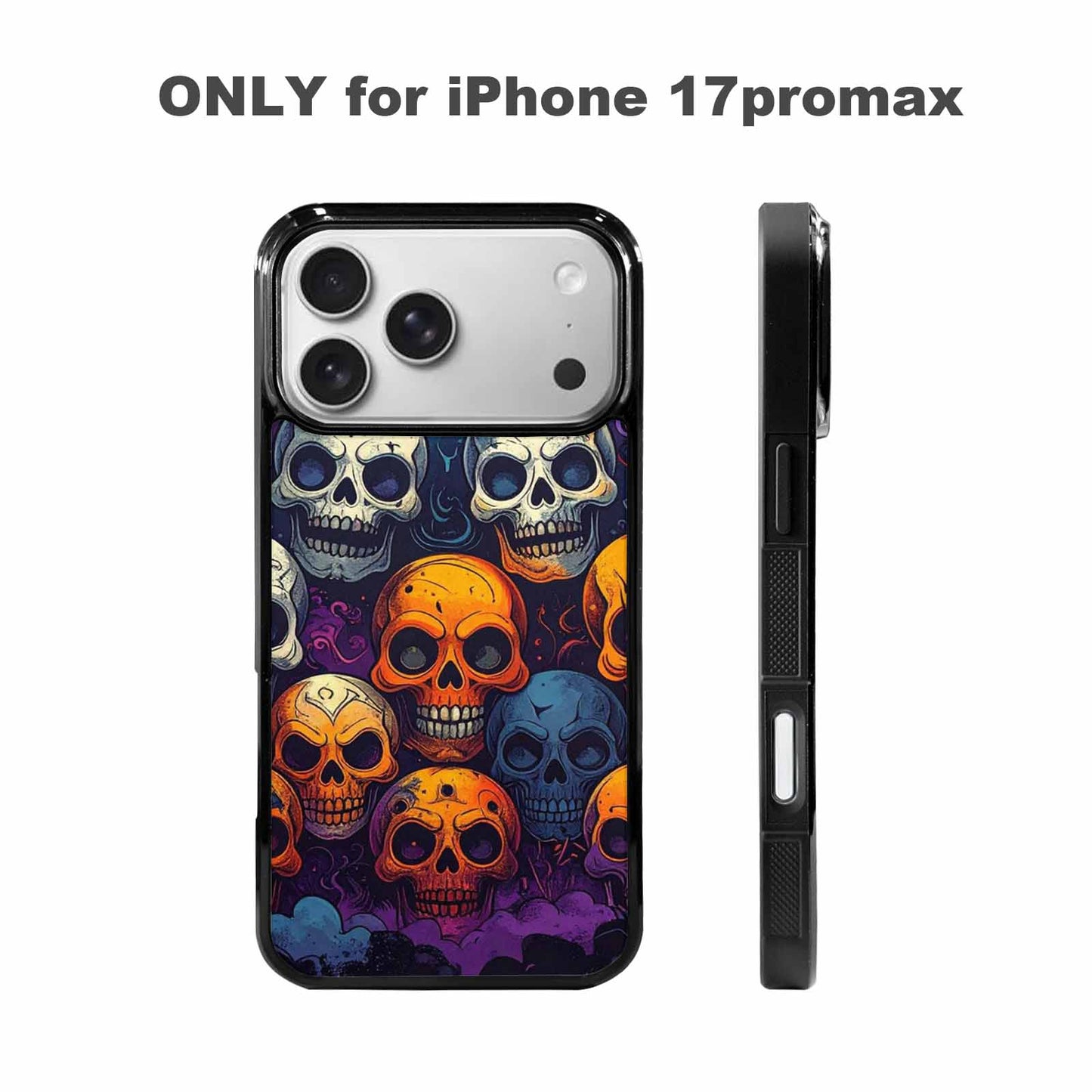 iPhone 17 Pro Max Case — Halloween Horror Repeat Lots Gothic Skulls, Original Design Phone Case