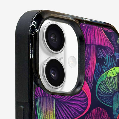 iPhone 16 Plus Case — Mushroom Psychedelic Art Seamless Pattern Vibrant, Custom Made Phone Cover