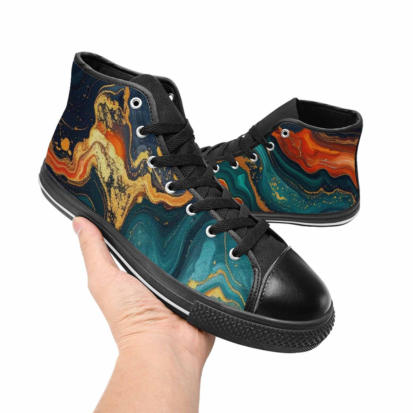 MEN'S Marble Dark High Top Canvas Vivid Shoes