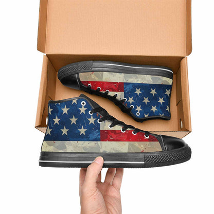 MEN'S American Flag Stars High Top Canvas Vibrant Chaos Custom Sneakers
