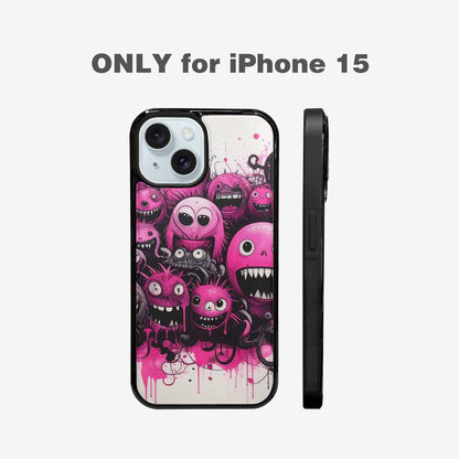 iPhone 15 Case — Monsters General Black Pink Ink Cartoon, Custom Phone Case