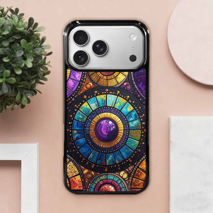 iPhone 17 Pro Max Case — Iridescent Fantasy Sun Original Art, Unique Phone Case Design