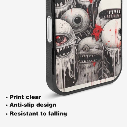 iPhone 16 Case — Multi Eye Monster Black Red Ink, Custom Phone Case
